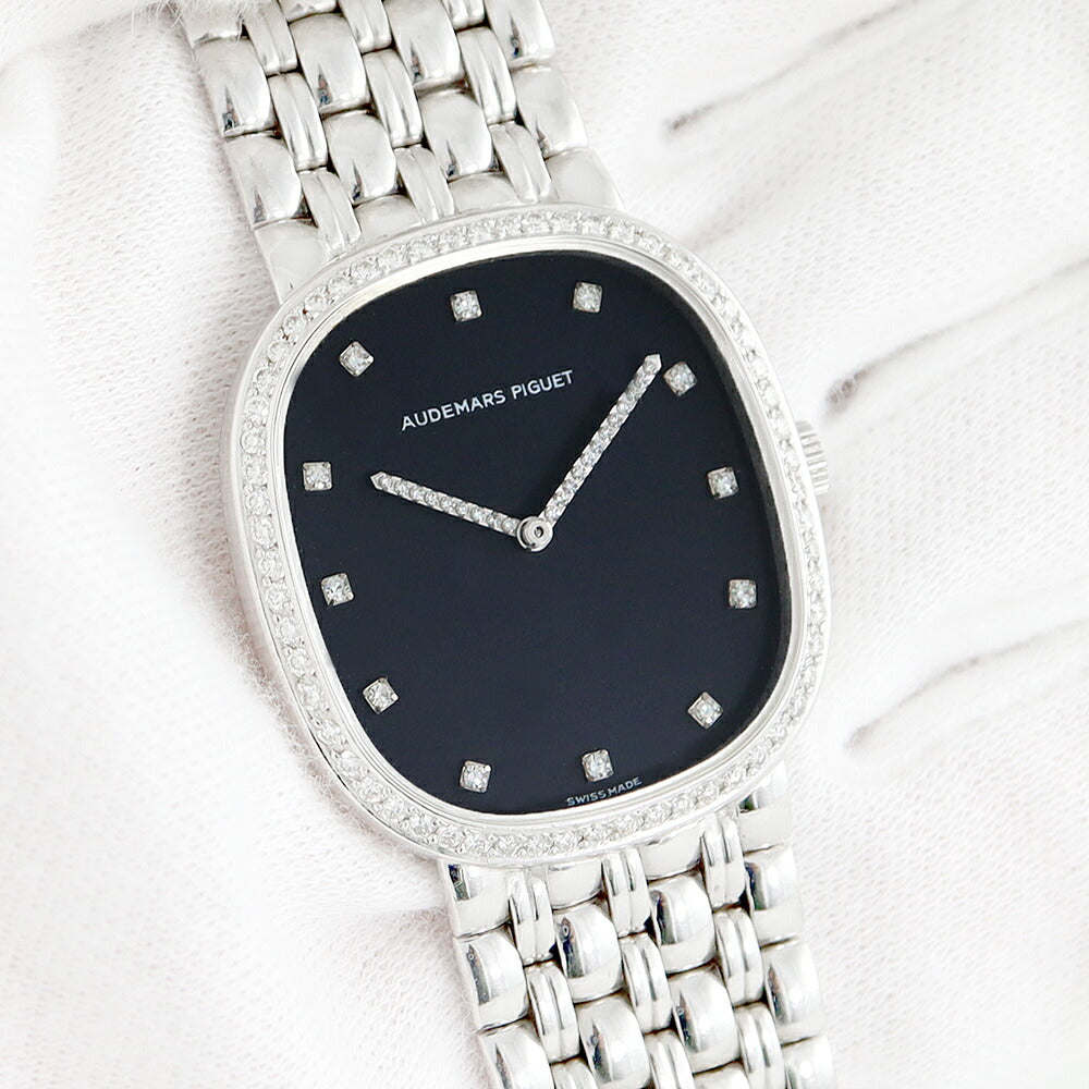 AUDEMARS PIGUET オーデマピゲ コブラ K18WG ホワイトゴールド 純正ダイヤモンド 12Pダイヤ ダイヤモンドベゼル ダイヤモンド針 黒 ブラック メンズ 手巻き AP 【1ヶ月保証】【腕時計】【中古】