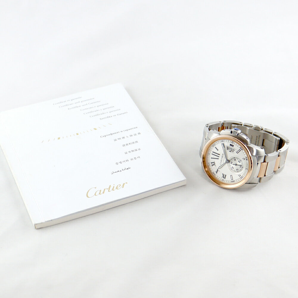 Cartier カルティエ カリブル ドゥ カルティエ W7100036 シルバー 裏スケ K18PG ピンクゴールド SS ステンレス コンビ メンズ 自動巻き【6ヶ月保証】【腕時計】【中古】