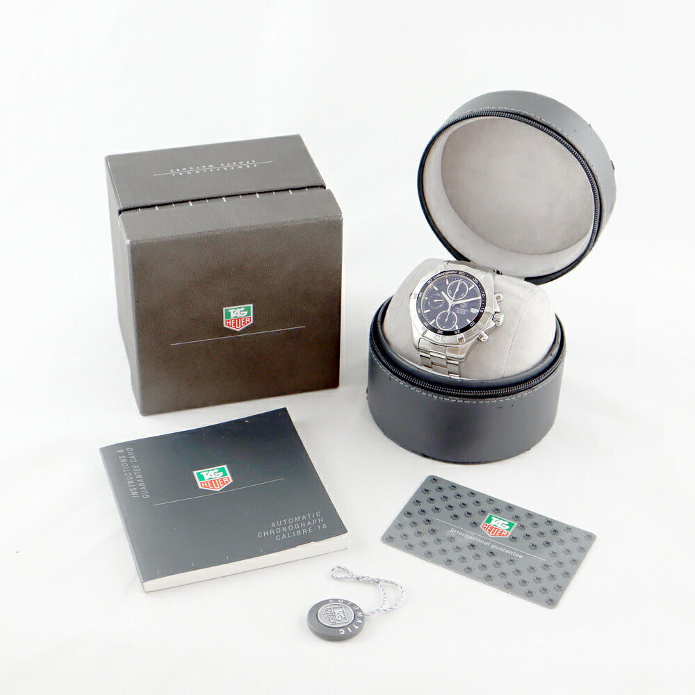 ☆TAG Heuer タグホイヤー アクアレーサー クロノグラフ CAF2110 BA0809 デイト 300m防水 黒 ブラック SS ステンレス メンズ 自動巻き【6ヶ月保証】【腕時計】【中古】