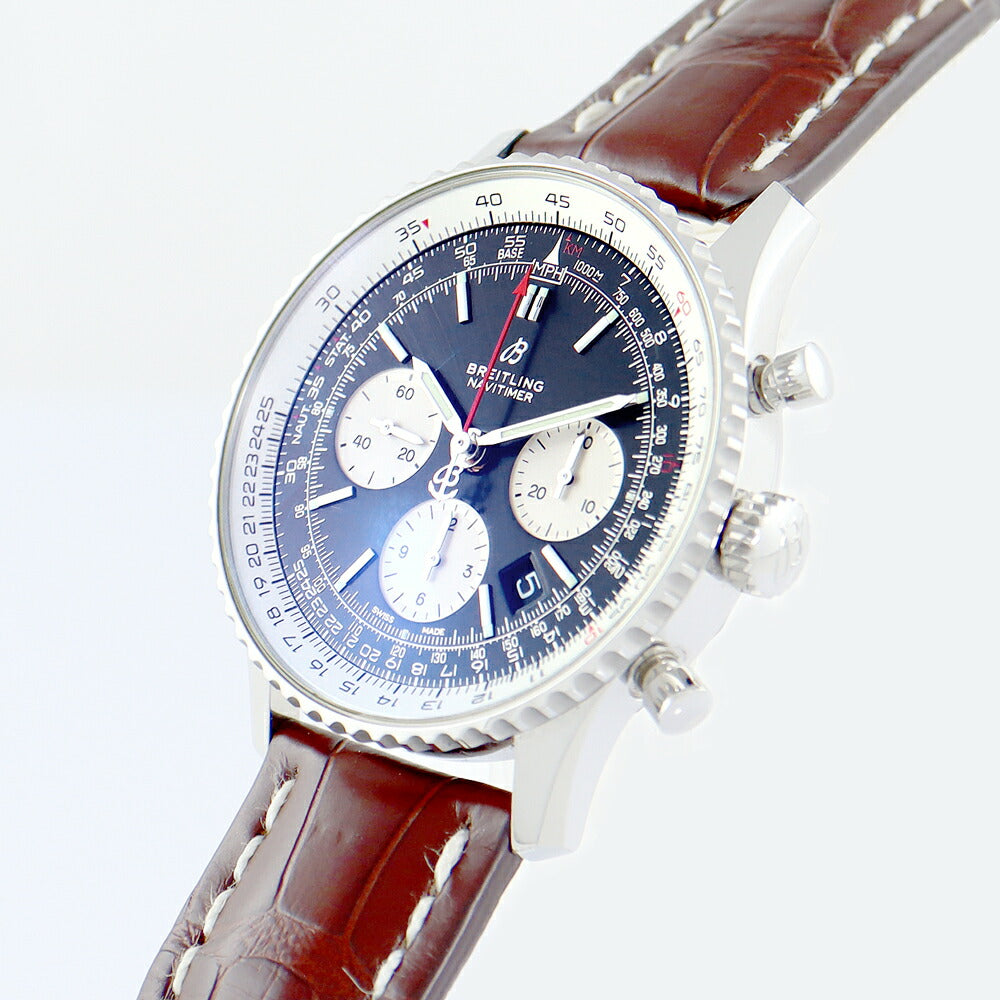 BREITLING ブライトリング ナビタイマー01 B01 クロノグラフ AB0121 デイト 黒 ブラック SS ステンレス 純正ベルト 純正尾錠 メンズ 自動巻き【6ヶ月保証】【腕時計】【中古】