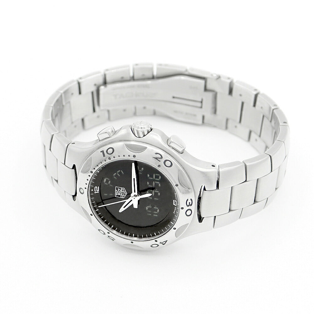 電池交換済 TAG Heuer タグホイヤー キリウム フォーミュラ1 クロノグラフ CL111A GMT アラーム 200m防水 ブラック SS ステンレス メンズ デジアナ クォーツ【6ヶ月保証】【腕時計】【中古】
