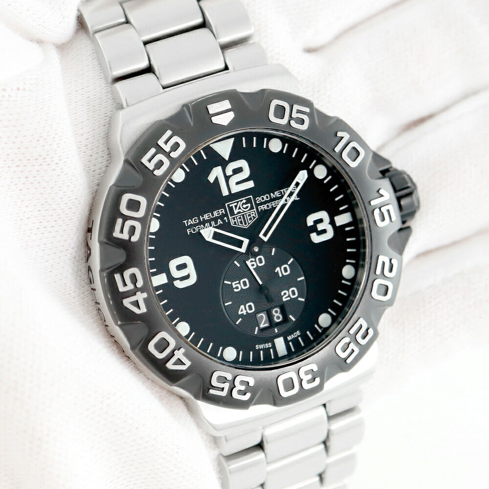 電池交換済 TAG Heuer タグホイヤー フォーミュラー1 グランドデイト WAH1010 BA0854 ビッグデイト 黒 ブラック SS ステンレス メンズ クォーツ フォーミュラ1【6ヶ月保証】【腕時計】【中古】