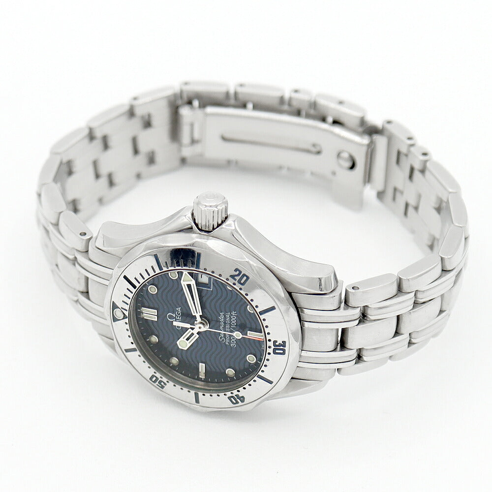 電池交換済 OMEGA オメガ シーマスター 300 プロフェッショナル 2582.80 デイト 300m防水 青 ブルー ギョーシェ SS ステンレス レディース クォーツ【6ヶ月保証】【腕時計】【中古】