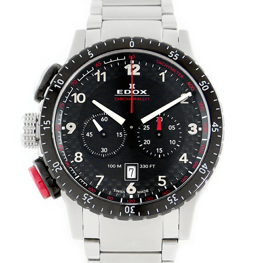 電池交換済 EDOX エドックス クロノラリー1 10305 クロノグラフ デイト 黒 ブラック SS ステンレス メンズ クォーツ【6ヶ月 –  IMPERIAL