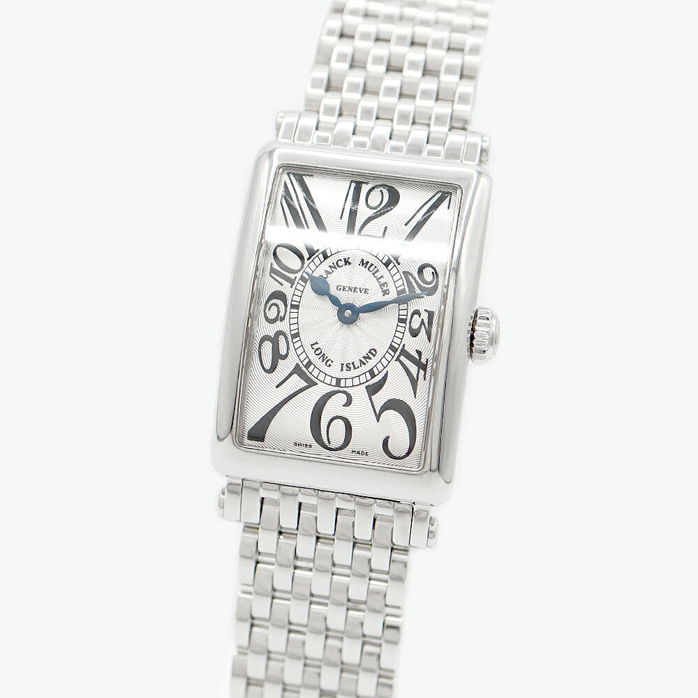 電池交換済 FRANCK MULLER フランクミュラー ロングアイランド 902QZ シルバー ギョーシェ SS ステンレス レディース クォーツ 【6ヶ月保証】【中古】【腕時計】