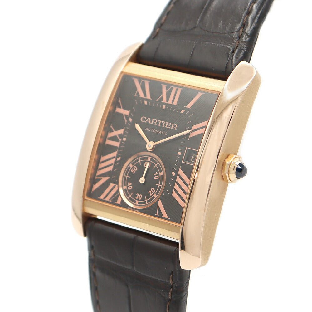 内部点検済 Cartier カルティエ タンクMC LM W5330002 デイト スモールセコンド 茶 ブラウン K18PG ピンクゴールド 金無垢 純正ベルト 純正尾錠 メンズ 自動巻き【6ヶ月保証】【腕時計】【中古】