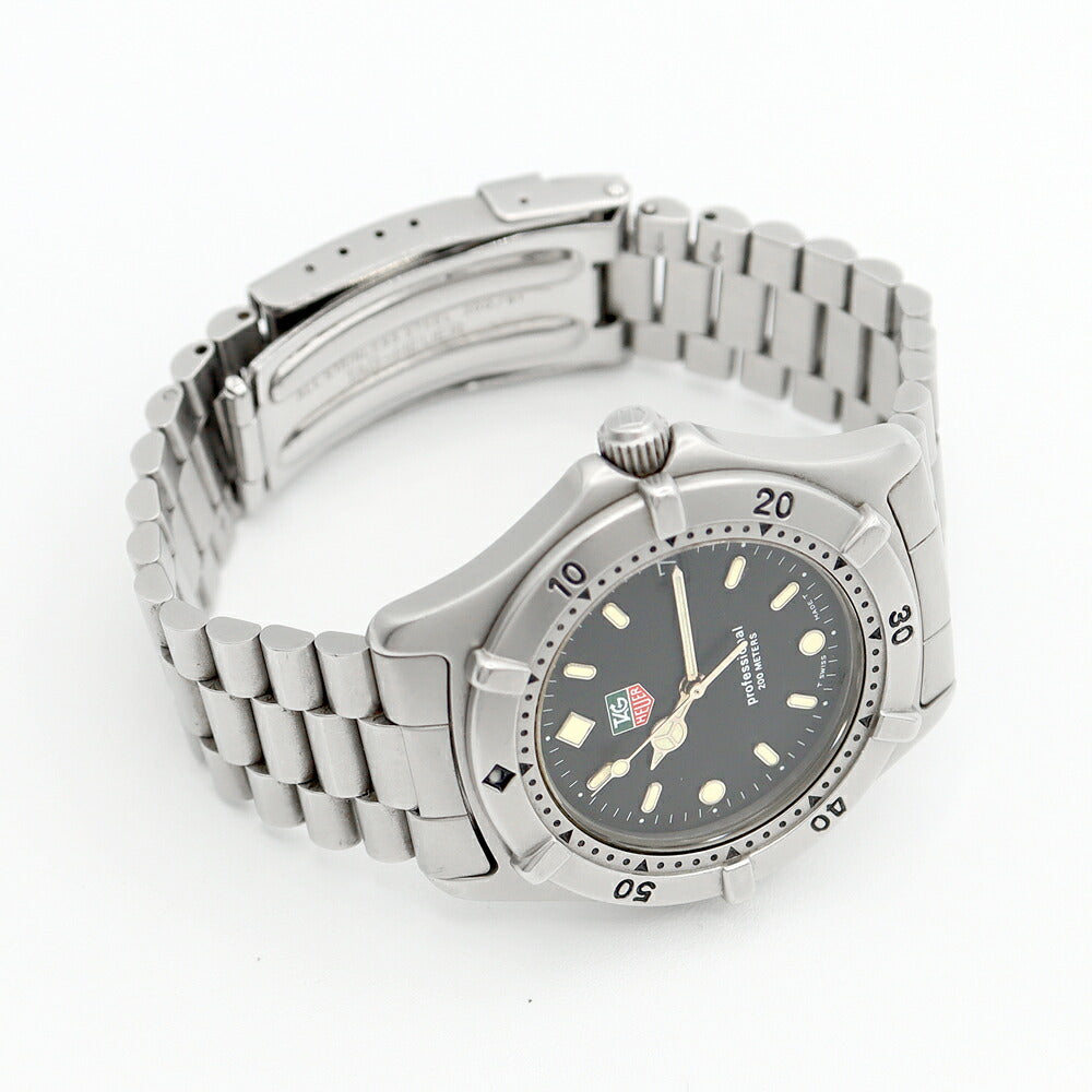 電池交換済 TAG Heuer タグホイヤー プロフェッショナル WE1110 デイト 200m防水 黒 ブラック SS ステンレス メンズ クォーツ【6ヶ月保証】【腕時計】【中古】