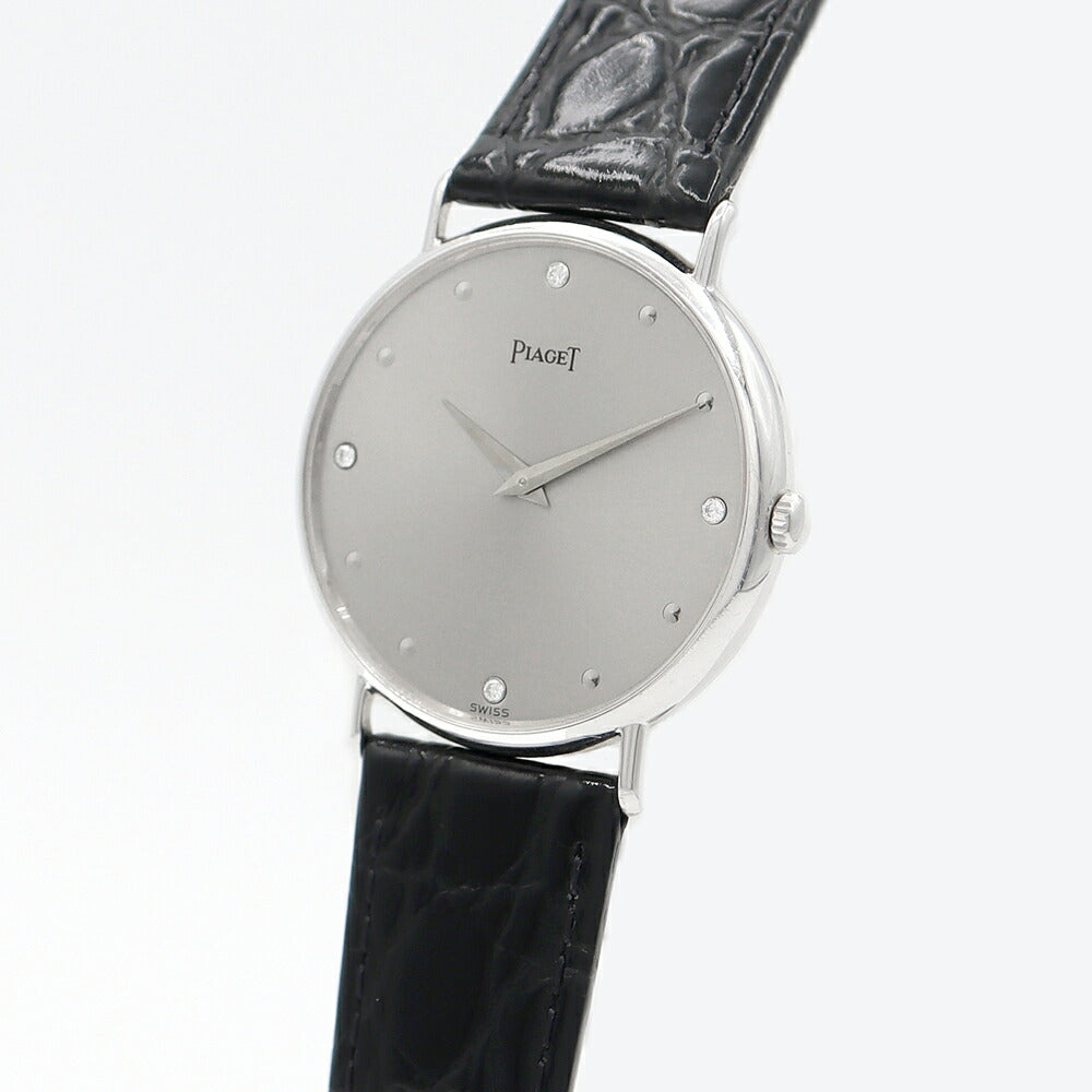 PIAGET ピアジェ グベナー 90659 純正ダイヤモンド 4Pダイヤ シルバー K18WG ホワイトゴールド 純正尾錠 社外ベルト レディース ボーイズ メンズ ユニセックス 手巻き【6ヶ月保証】【腕時計】【中古】