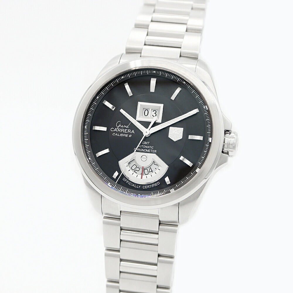 内部点検済 TAG Heuer タグホイヤー グランドカレラ キャリバー8 WAV5113 BA0901 GMT ビッグデイト 茶 ブラウン SS ステンレス メンズ 自動巻き【6ヶ月保証】【腕時計】【中古】