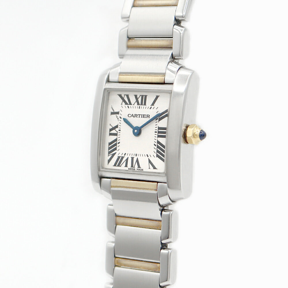 電池交換済 Cartier カルティエ タンクフランセーズ SM W51007Q4 アイボリー ホワイト 白 コンビ K18YG イエローゴールド SS ステンレス レディース クォーツ 【6ヶ月保証】【腕時計】【中古】