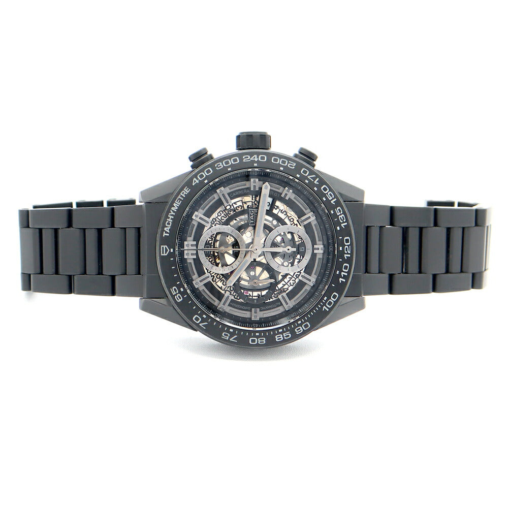 内部点検済 TAG Heuer タグホイヤー カレラ キャリバー ホイヤー01 クロノグラフ CAR2A91 BH0742 デイト スケルトン 黒 ブラック セラミック メンズ 自動巻き【6ヶ月保証】【腕時計】【中古】