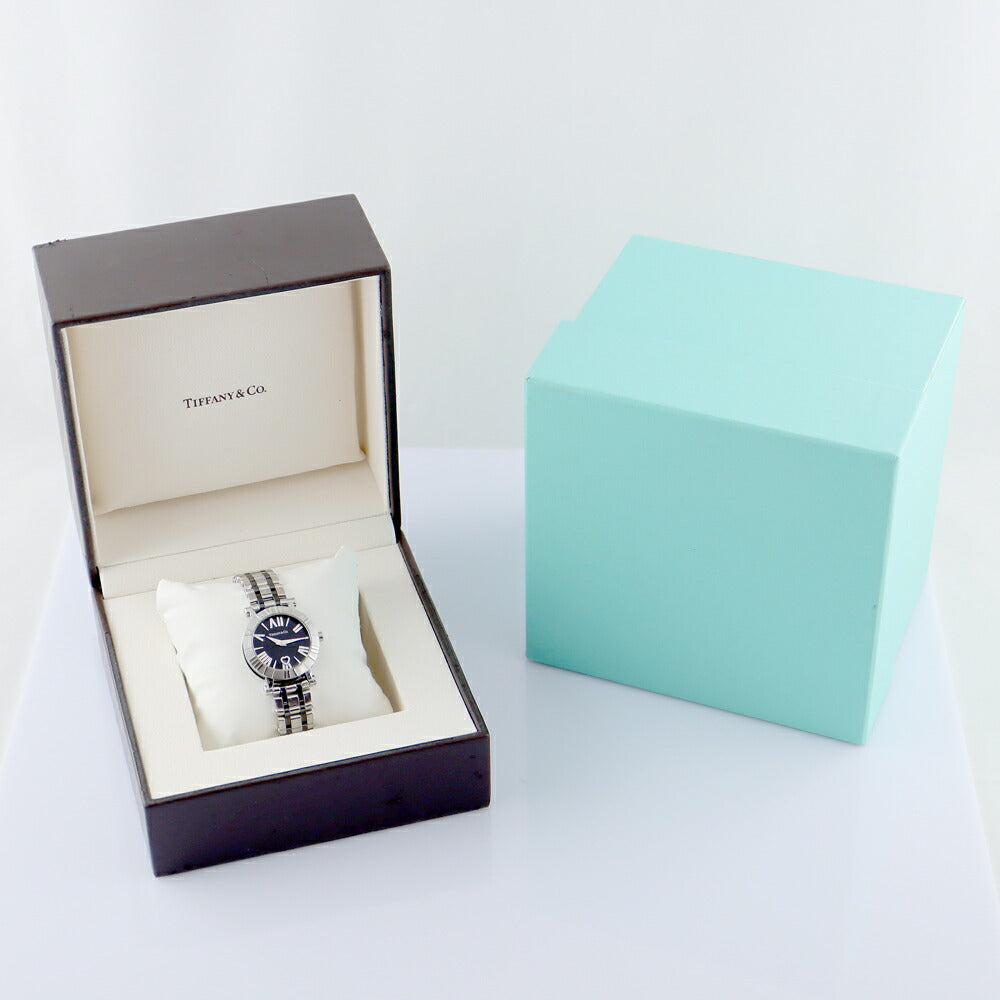 電池交換済 TIFFANY&Co. ティファニー アトラス Z1300 ハートデイト 黒 ブラック SS ステンレス セラミック レディース クォーツ【6ヶ月保証】【腕時計】【中古】