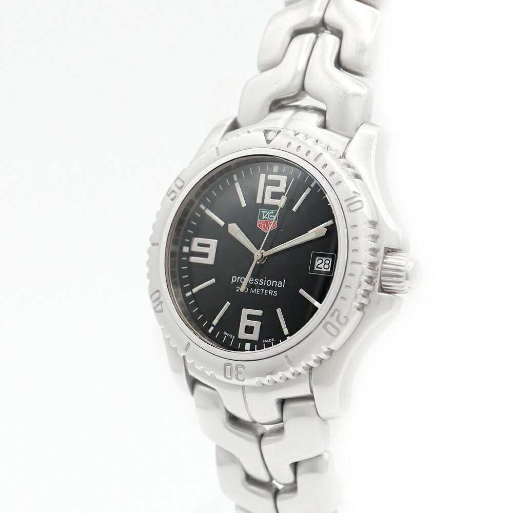 電池交換済 TAG Heuer タグホイヤー リンク WT1110 デイト 200m防水 黒 ブラック SS ステンレス メンズ クォーツ【6ヶ月保証】【腕時計】【中古】