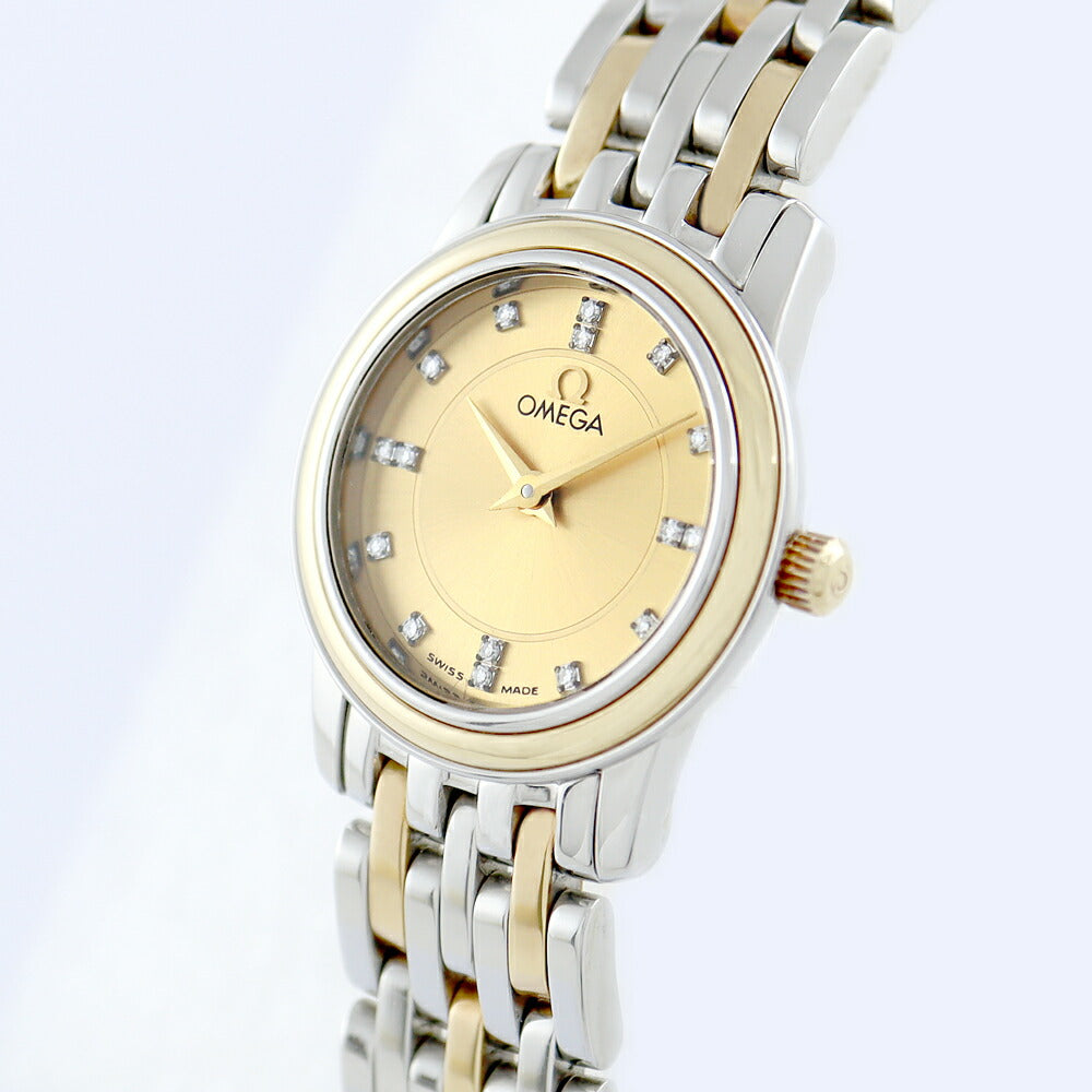 電池交換済 OMEGA オメガ DeVille デビル プレステージ 純正ダイヤモンド 16Pダイヤ 金 ゴールド SS ステンレス YGP イエローゴールド レディース クォーツ デヴィル【6ヶ月保証】【腕時計】【中古】