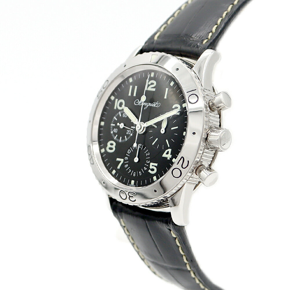 Breguet ブレゲ アエロナバル タイプXX クロノグラフ 3800ST 92 9W6 黒 ブラック SS ステンレス 純正尾錠 メンズ 自動巻き タイプ20【6ヶ月保証】【腕時計】【中古】