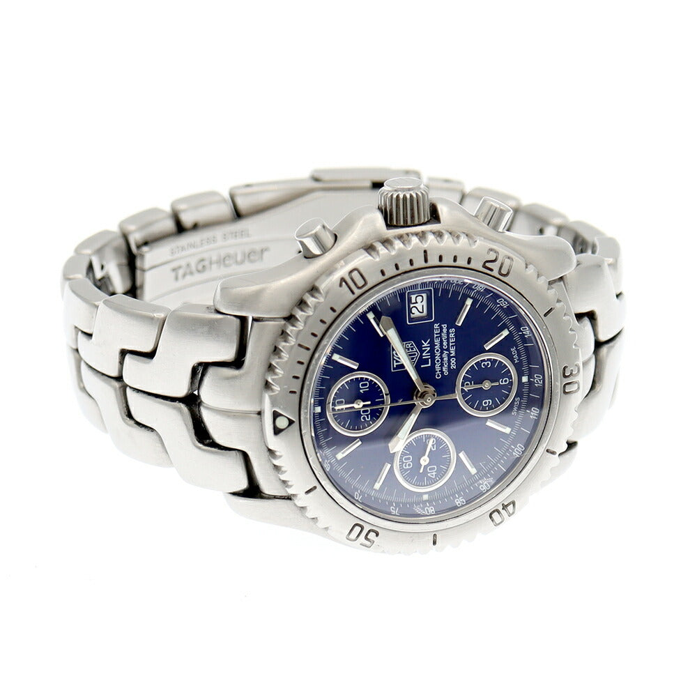 TAG Heuer タグホイヤー LINK リンク クロノグラフ CT5110 BA0550 デイト タキメーター 200m防水 紺 ネイビー ブルー SS ステンレス メンズ 自動巻き【6ヶ月保証】【腕時計】【中古】