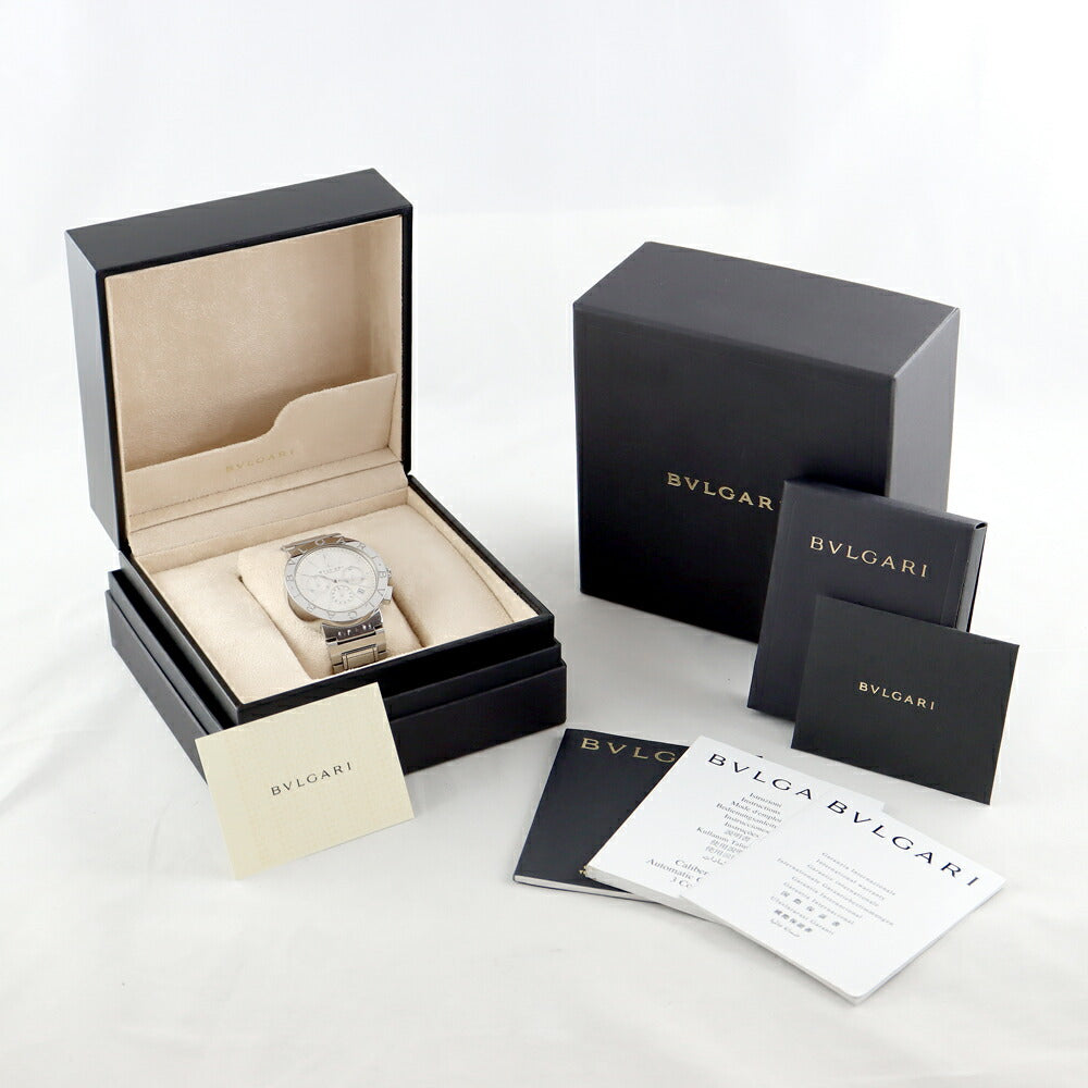BVLGARI ブルガリ ブルガリブルガリ BB42SSCH クロノグラフ デイト シルバー 白 ホワイト SS ステンレス メンズ 自動巻き【6ヶ月保証】【腕時計】【中古】
