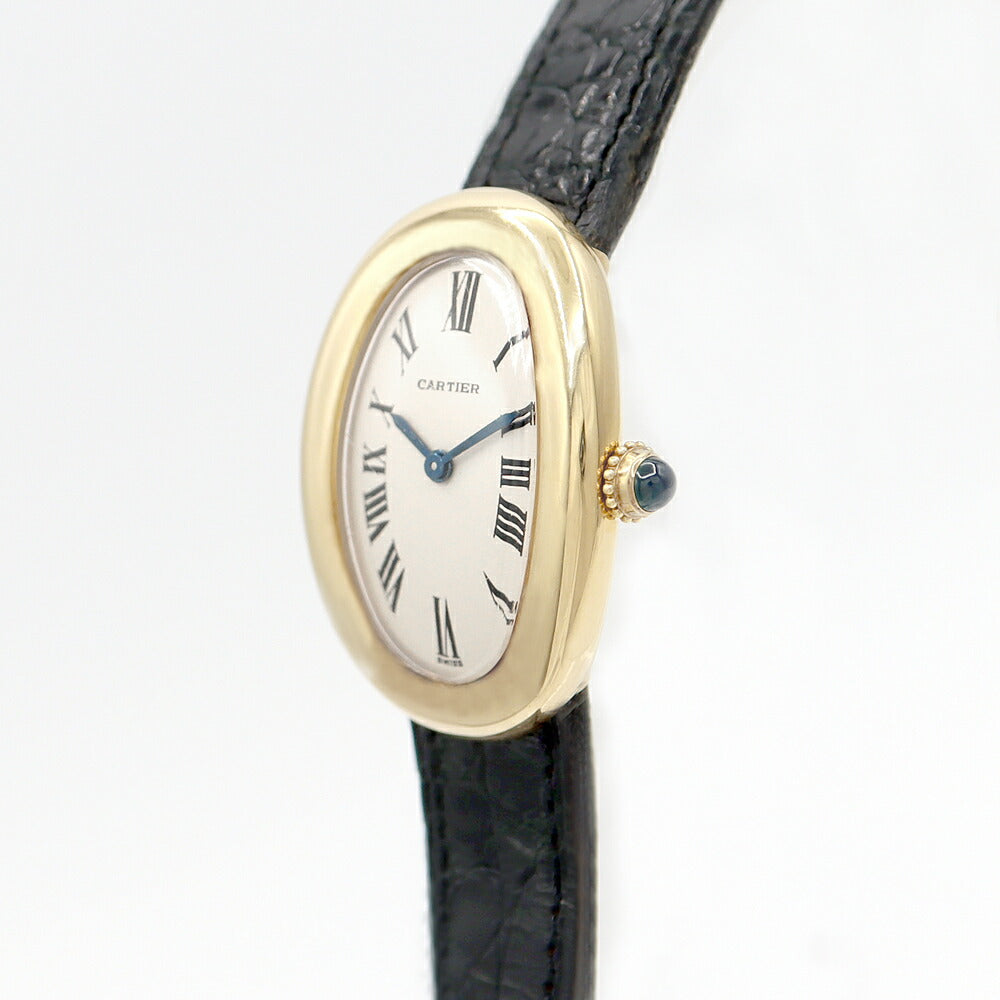 電池交換済 Cartier カルティエ ベニュワール W1506056 白 ホワイト アイボリー K18YG イエローゴールド 金無垢 純正ベルト レディース クォーツ【6ヶ月保証】【腕時計】【中古】