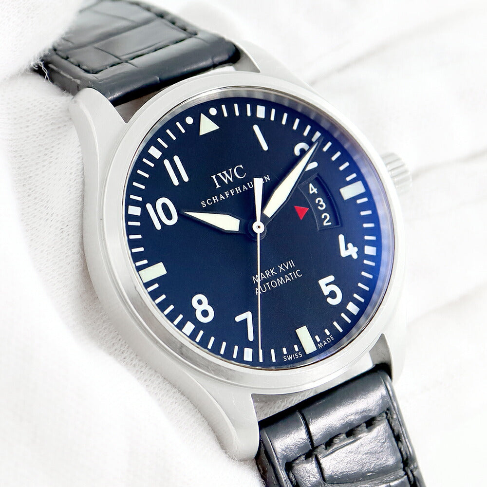 内部点検済 IWC インターナショナルウォッチカンパニー パイロットウォッチ マークXVII IW326501 デイト 黒 ブラック SS ステンレス 純正ベルト 純正尾錠 メンズ 自動巻き マーク17【6ヶ月保証】【腕時計】【中古】