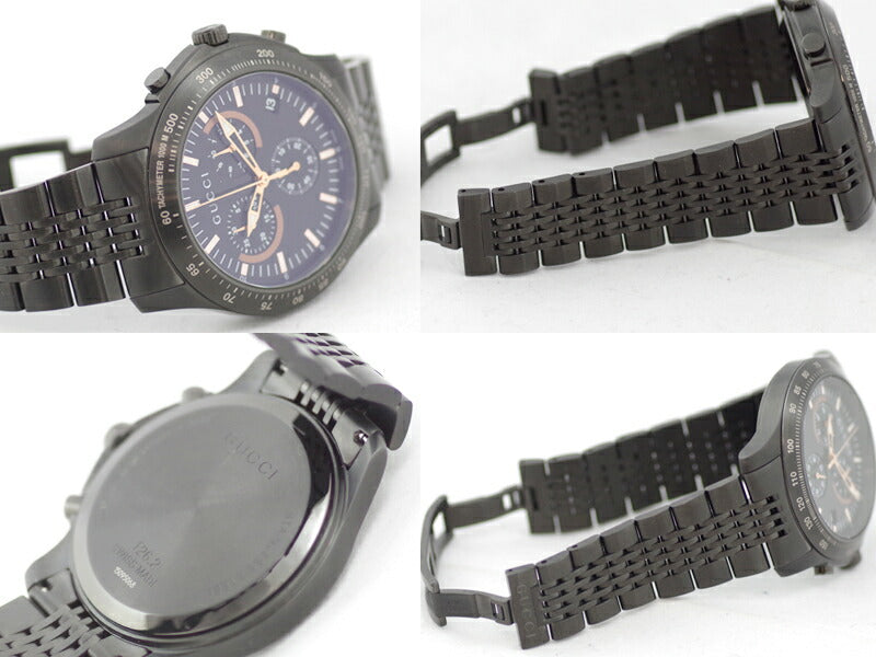 電池交換済み GUCCI グッチ Gタイムレス クロノグラフ 126.2 オールブラック PVD 黒 文字盤 SS ステンレス メンズ クォーツ【腕時計】【中古】