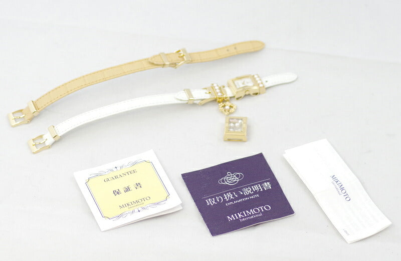 MIKIMOTO ミキモト パール マルチフォーム ホワイトシェル 文字盤 SS ステンレス レザー バングル ブレスウォッチ レディース クォーツ【腕時計】【中古】