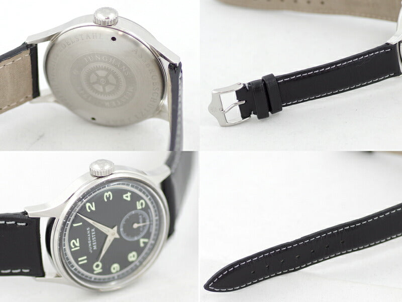 JUNGHANS ユンハンス MEISTER マイスター 27/3921 911 スモセコ 黒 ブラック 文字盤 SS ステンレス 純正ベルト 純正尾錠 メンズ 手巻き【腕時計】【中古】