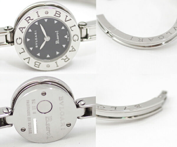 電池交換済 BVLGARI ブルガリ B-zero1 ビーゼロワン BZ22S 黒 ブラック 文字盤 SS ステンレス レディース クォーツ バングル ウォッチ【6ヶ月保証】【腕時計】【中古】