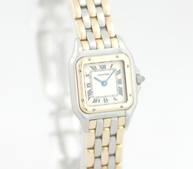 電池交換済 Cartier カルティエ パンテール SM 3ロウ 白 アイボリー ホワイト 文字盤 K18YG イエローゴールド SS ステンレス コンビ レディース クォーツ【腕時計】【中古】