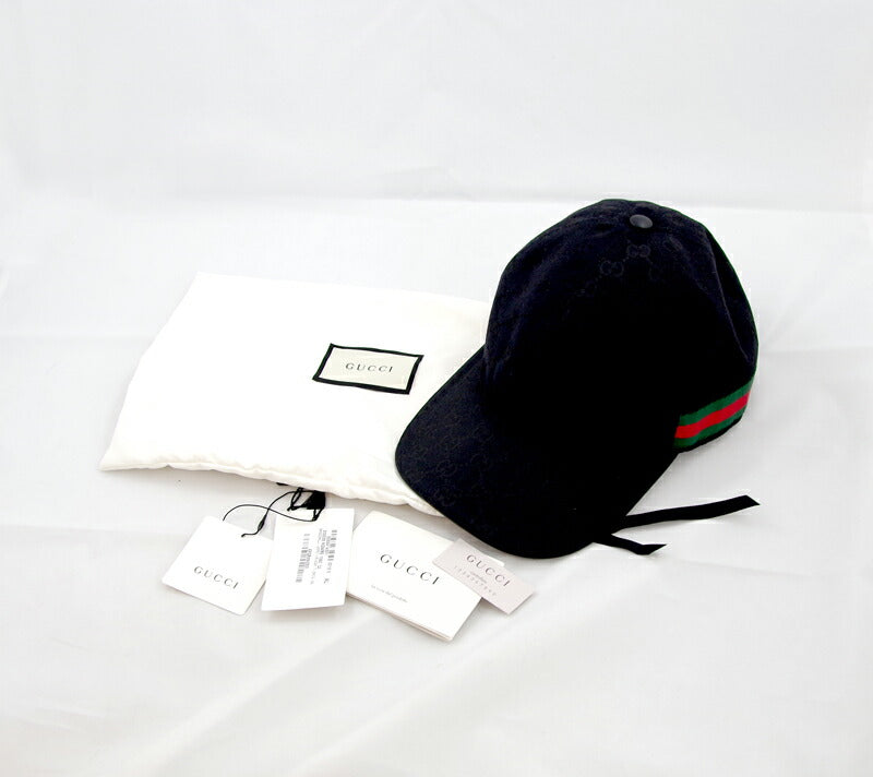 GUCCI グッチ ベースボール キャップ GGキャンバス 総柄 パターン シェリーライン ブラック 黒 XLサイズ 60 帽子 ユニセックス メンズ レディース 男女兼用 200035【アパレル】【中古】