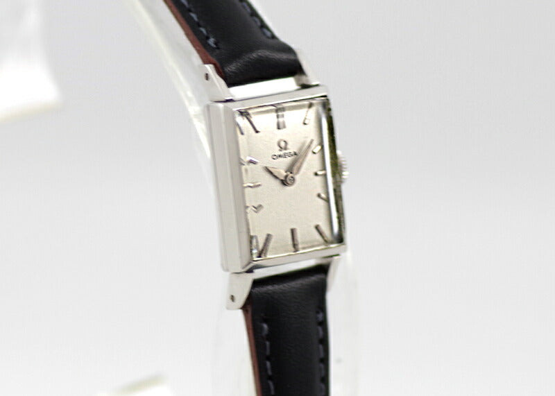 希少品 OMEGA オメガ スクエア Cal.245 17石 シルバー 文字盤 PT850 プラチナケース レディース 手巻き アンティーク ヴィンテージ【腕時計】【中古】