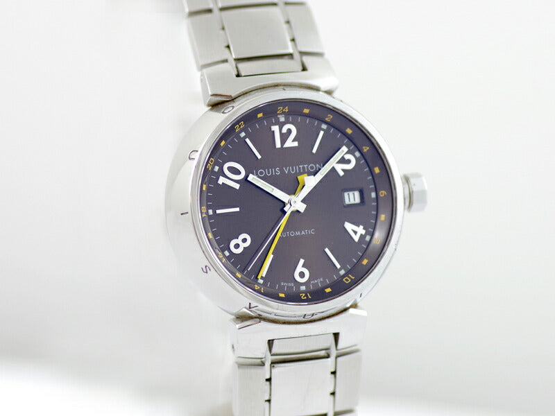 LOUIS VUITTON タンブール GMT ブラウン 文字盤 SS ステンレス 純正ステンレスベルト メンズ 自動巻き【6ヶ月保証】【腕時計】【中古】
