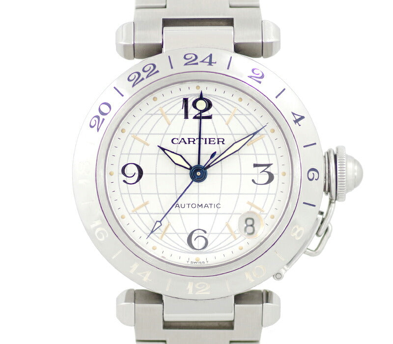 Cartier カルティエ パシャC メリディアン GMT W31029M7 シルバー 文字盤 SS ステンレス レディース ボーイズ メンズ ユニセックス 自動巻き【6ヶ月保証】【腕時計】【中古】