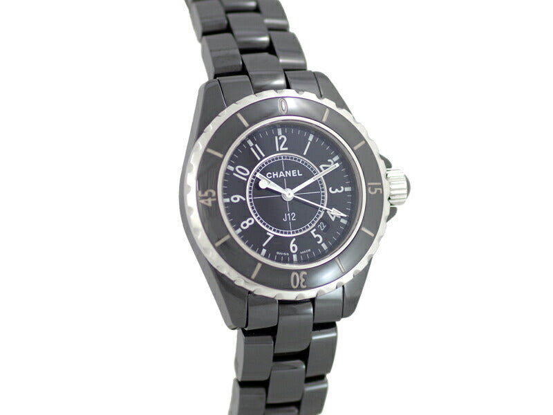 電池交換済 CHANEL シャネル J12 33mm H0682 200m防水 セラミック ブラック 黒 文字盤 クォーツ レディース【6ヶ月保証】【腕時計】【中古】