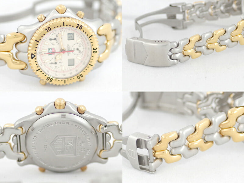 電池交換済 TAG Heuer タグホイヤー セナモデル S/el セルシリーズ CG1123-0 クロノグラフ 200m防水 白 アイボリー 文字盤 SS ステンレス YGP コンビ メンズ クォーツ【6ヶ月保証】【腕時計】【中古】