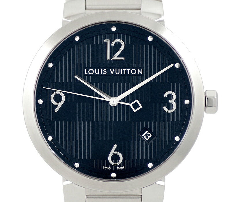 電池交換済 LOUIS VUITTON ルイヴィトン タンブール ダミエ Q1D00 50m防水 黒 ブラック 文字盤 SS ステンレス 純 –  IMPERIAL