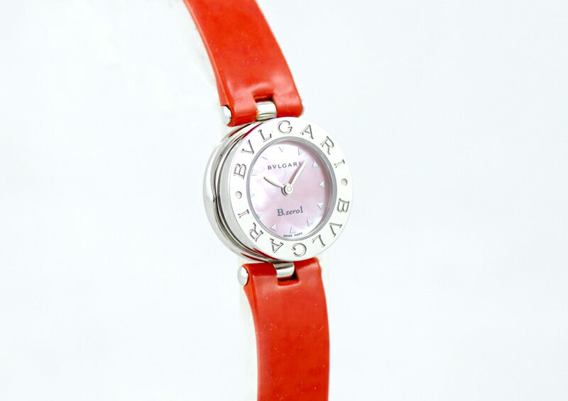 電池交換済 BVLGARI ブルガリ B-zero1 ビーゼロワン BZ22S ピンクシェル 文字盤 SS ステンレス 純正ベルト 純正尾錠 レディース クォーツ【6ヶ月保証】【腕時計】【中古】