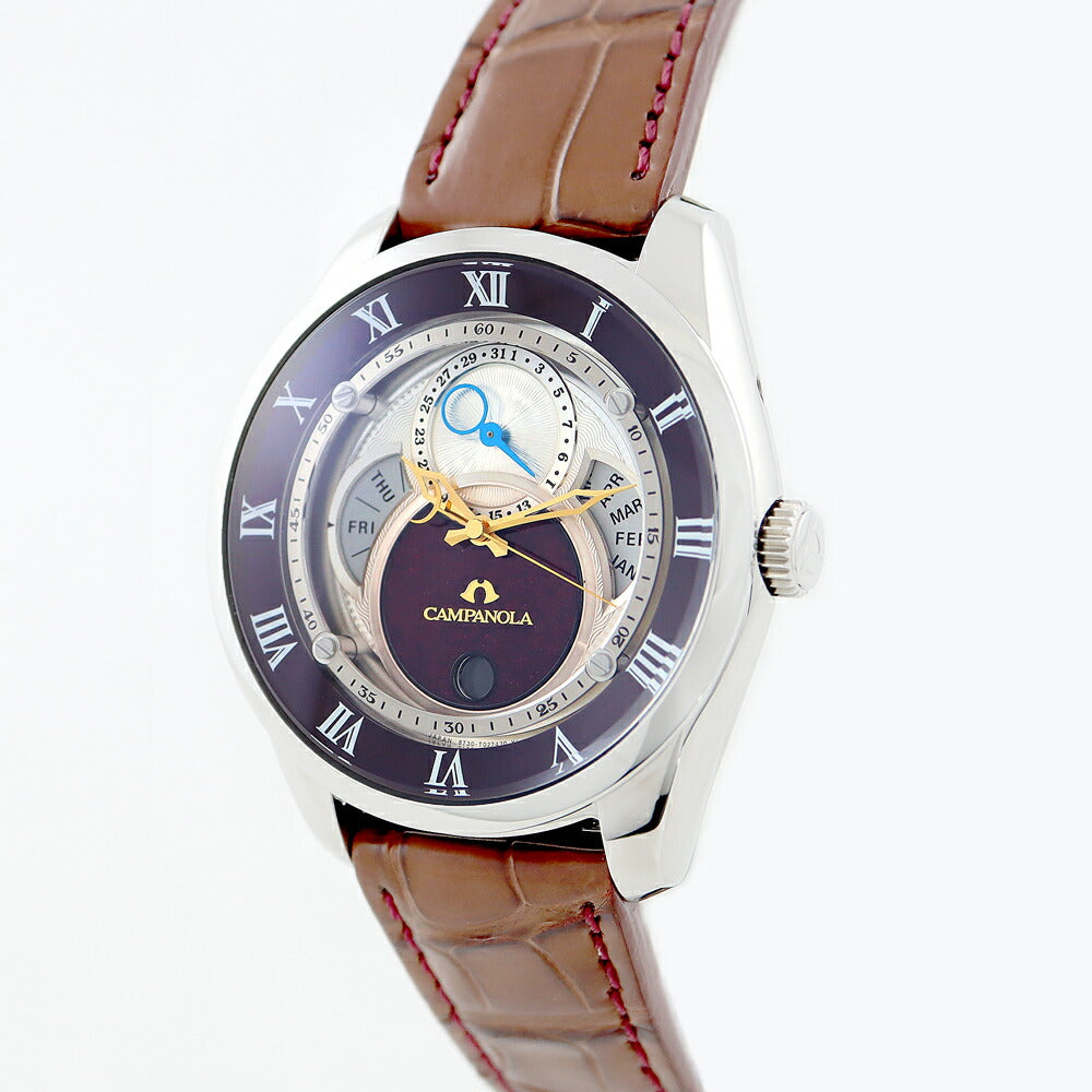 CITIZEN シチズン CAMPANOLA カンパノラ BU0020-03B 8730-T018041 深緋 こきあけ 漆モデル 赤茶 ブラウン ボルドー SS ステンレス 純正ベルト 純正尾錠 カレンダー メンズ エコドライブ クォーツ【6ヶ月保証】【腕時計】【中古】
