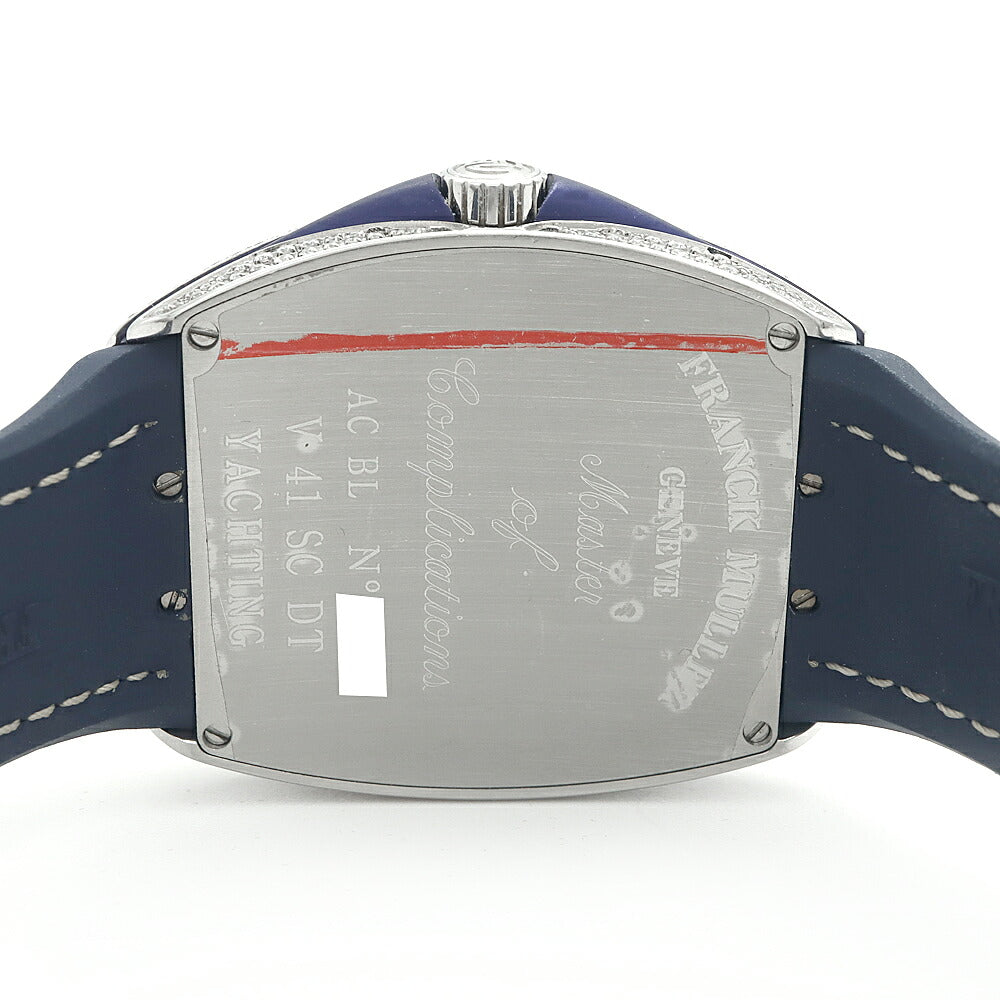 FRANCK MULLER フランクミュラー ヴァンガード ヨッティング ダイヤベゼル V41 SCDT ダイヤモンド デイト 青 ブルー SS ステンレス アフターダイヤ メンズ 自動巻き【6ヶ月保証】【中古】【腕時計】