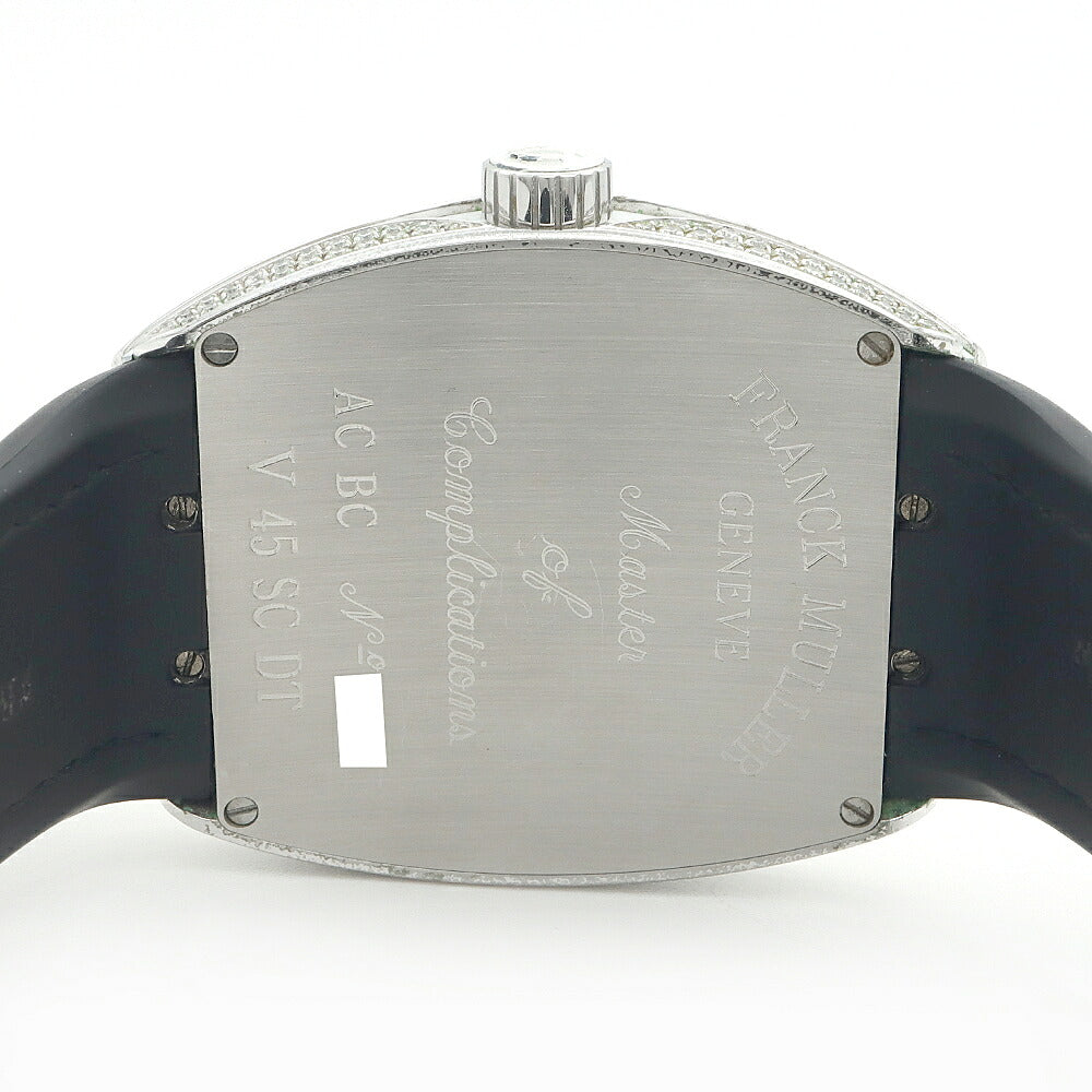 FRANCK MULLER フランクミュラー ヴァンガード ダイヤベゼル V45SCDT ダイヤモンド ダイヤ文字盤 デイト 白 ホワイト SS ステンレス アフターダイヤ メンズ 自動巻き【6ヶ月保証】【中古】【腕時計】