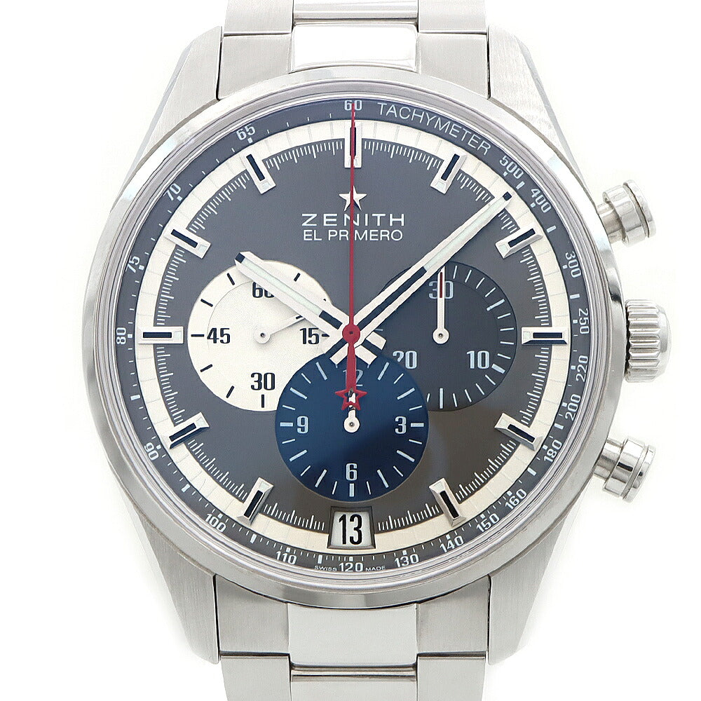 ZENITH ゼニス エルプリメロ 36000VPH クロノグラフ 03.2040.400/26.M2040 デイト 100m防水 裏スケ グレー SS ステンレス メンズ 自動巻き【6ヶ月保証】【腕時計】【中古】