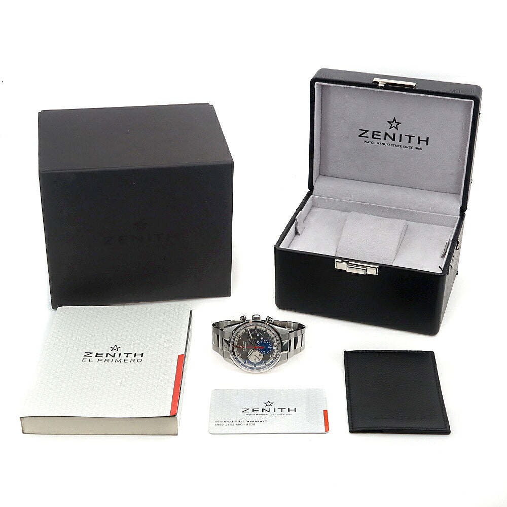 ZENITH ゼニス エルプリメロ 36000VPH クロノグラフ 03.2040.400/26.M2040 デイト 100m防水 裏スケ グレー SS ステンレス メンズ 自動巻き【6ヶ月保証】【腕時計】【中古】