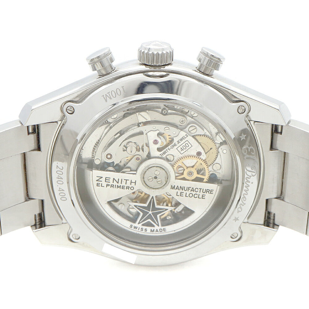 ZENITH ゼニス エルプリメロ 36000VPH クロノグラフ 03.2040.400/26.M2040 デイト 100m防水 裏スケ グレー SS ステンレス メンズ 自動巻き【6ヶ月保証】【腕時計】【中古】