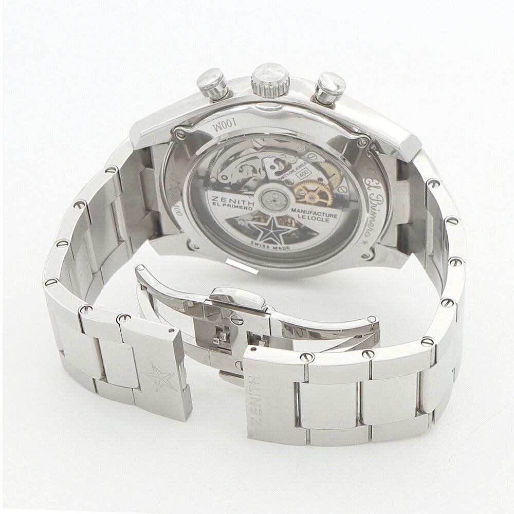ZENITH ゼニス エルプリメロ 36000VPH クロノグラフ 03.2040.400/26.M2040 デイト 100m防水 裏スケ グレー SS ステンレス メンズ 自動巻き【6ヶ月保証】【腕時計】【中古】