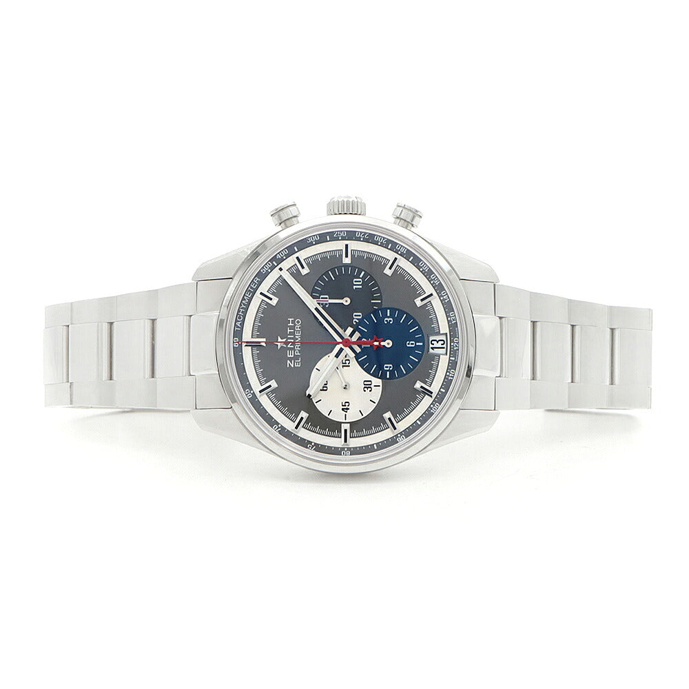 ZENITH ゼニス エルプリメロ 36000VPH クロノグラフ 03.2040.400/26.M2040 デイト 100m防水 裏スケ グレー SS ステンレス メンズ 自動巻き【6ヶ月保証】【腕時計】【中古】