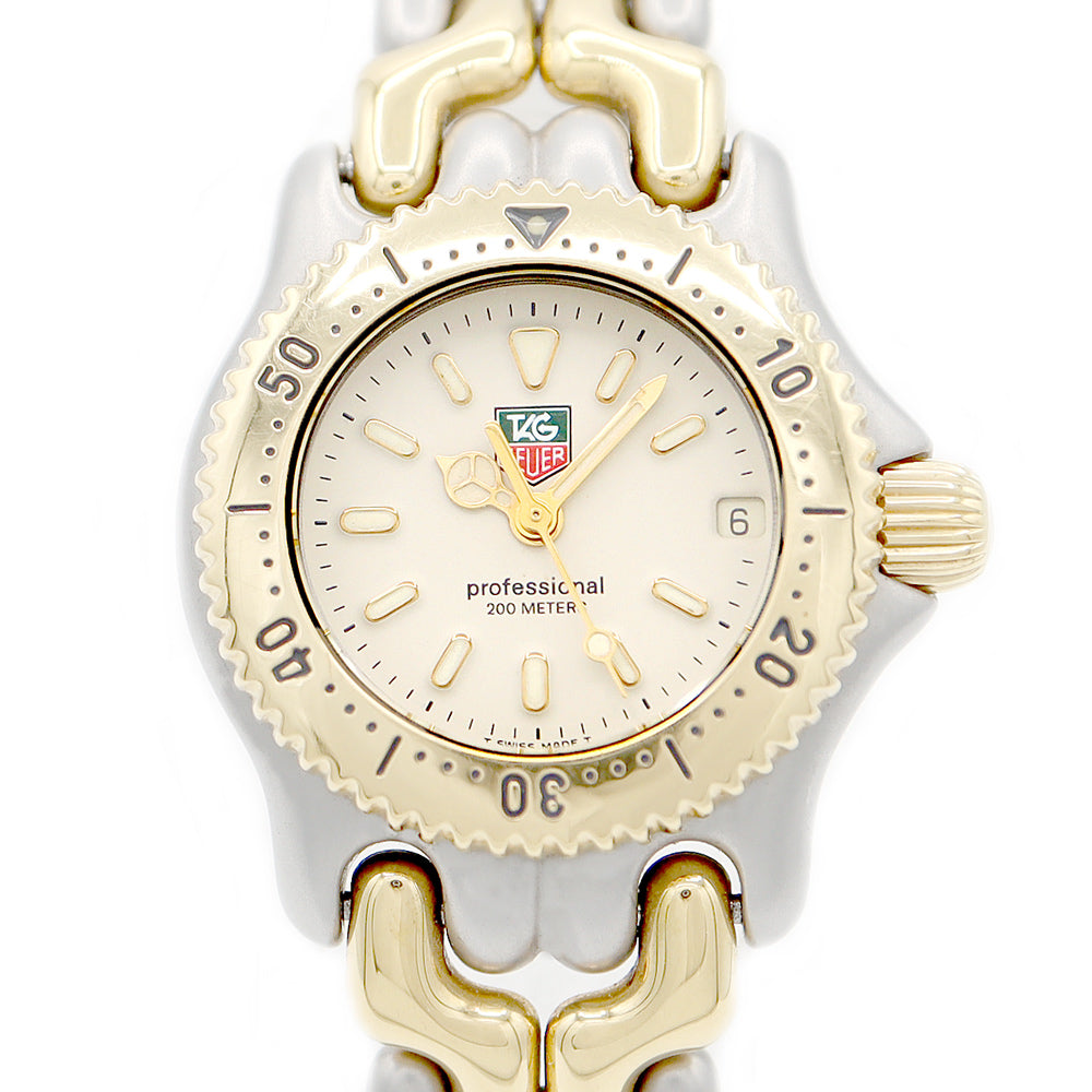 電池交換済 TAG Heuer タグホイヤー 2000シリーズ プロフェッショナル S95.708 200m防水 ベージュ YG イエローゴールド SS ステンレス コンビ レディース クォーツ【6ヶ月保証】【腕時計】【中古】