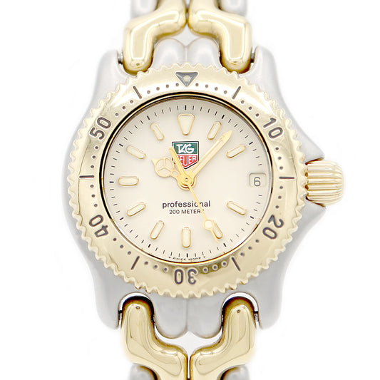電池交換済 TAG Heuer タグホイヤー 2000シリーズ プロフェッショナル S95.708 200m防水 ベージュ YG イエローゴールド SS ステンレス コンビ レディース クォーツ【6ヶ月保証】【腕時計】【中古】