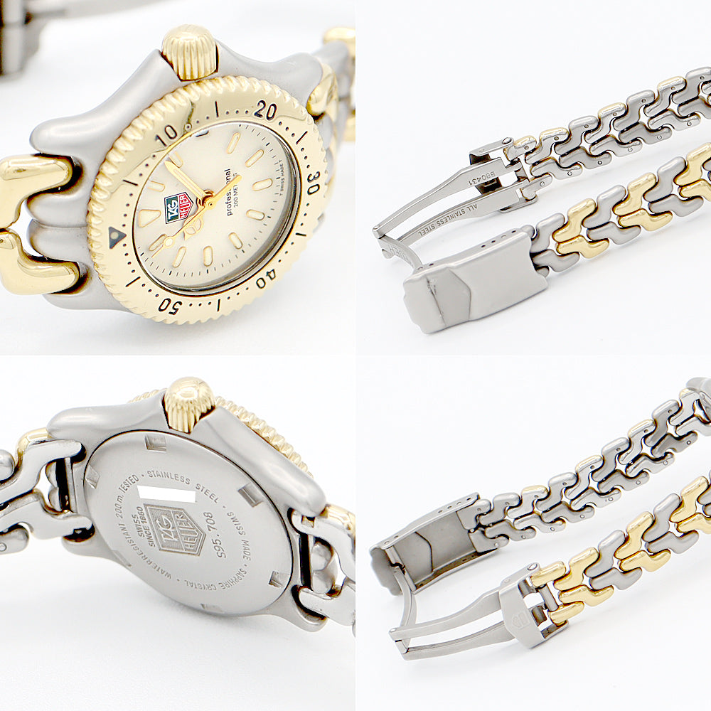 電池交換済 TAG Heuer タグホイヤー 2000シリーズ プロフェッショナル S95.708 200m防水 ベージュ YG イエローゴールド SS ステンレス コンビ レディース クォーツ【6ヶ月保証】【腕時計】【中古】