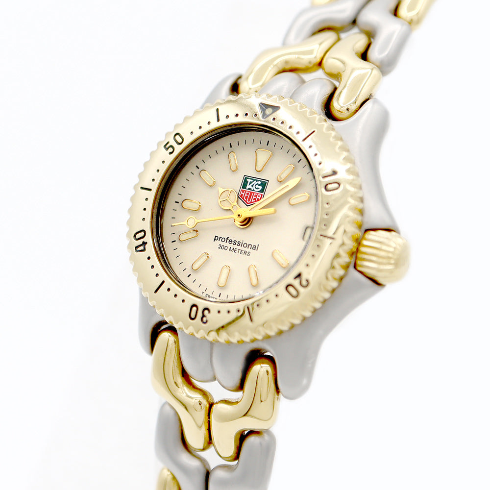 電池交換済 TAG Heuer タグホイヤー 2000シリーズ プロフェッショナル S95.708 200m防水 ベージュ YG イエローゴールド SS ステンレス コンビ レディース クォーツ【6ヶ月保証】【腕時計】【中古】