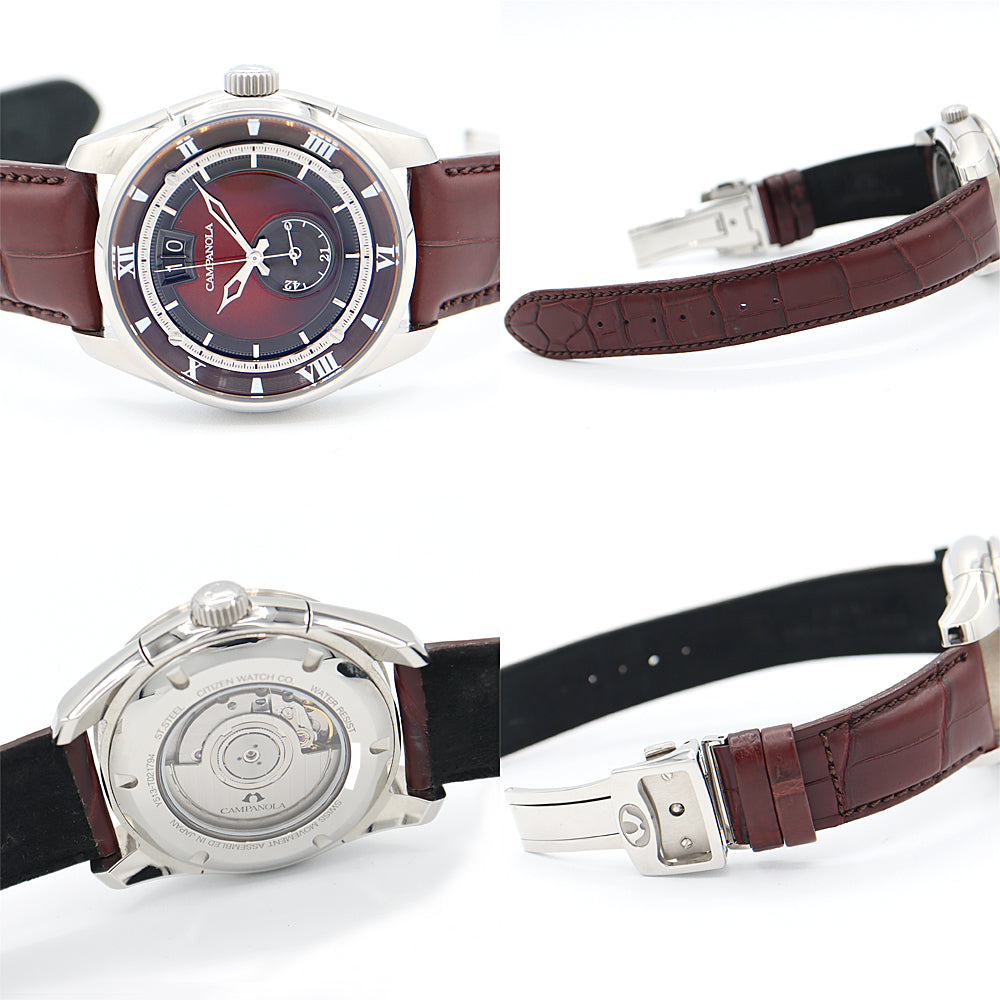 CITIZEN シチズン CAMPANOLA カンパノラ メカニカルコレクション 紅明 べにあけ Y513-T021794 NZ0000-07W 漆 赤茶 レッド ブラウン ボルドー SS ステンレス 純正ベルト 純正尾錠 メンズ 自動巻き【6ヶ月保証】【腕時計】【中古】