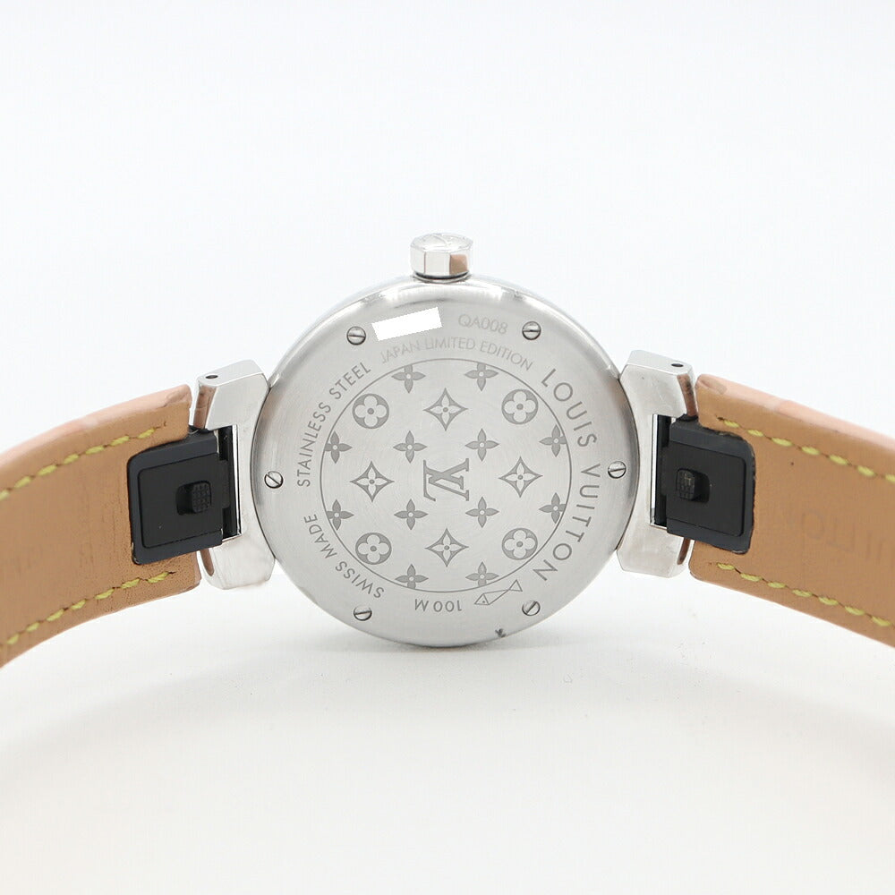 Battery replaced LOUIS VUITTON Tambour Japan Limited QA008 Date 100m Water Resistant White SS Stainless Steel Genuine Belt Genuine Buckle Ladies Quartz [6 Month Warranty] [Watch] [Used]